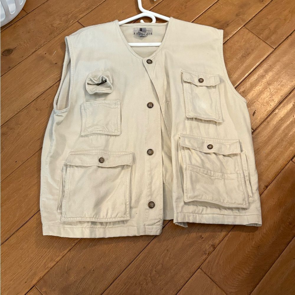 Vintage Khaki Tan Hunting Shooting Vest with Pockets